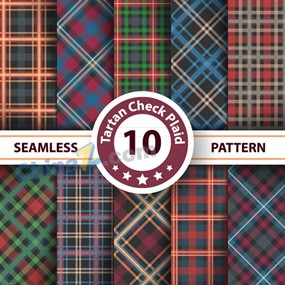 彩色格子花纹无缝背景矢量图